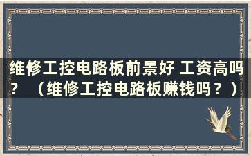 维修工控电路板前景好 工资高吗？ （维修工控电路板赚钱吗？）